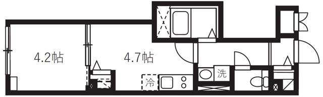 エルファーロ神楽坂II(1DK/2階)の間取り写真