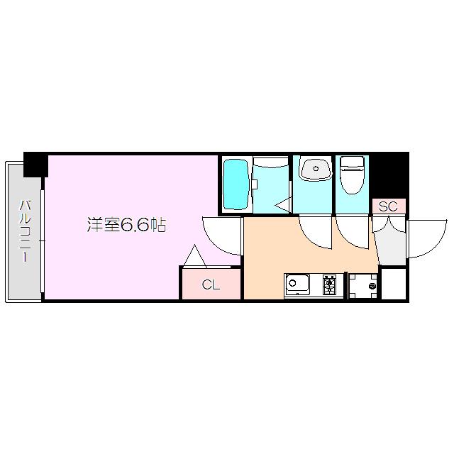 プレサンス西中島南方セレスト(1K/9階)の間取り写真