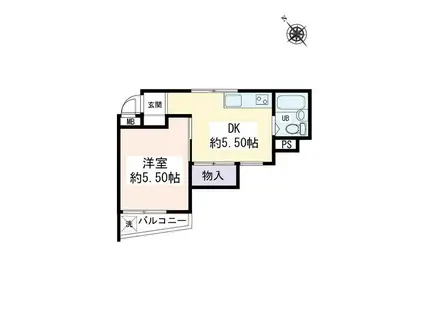 メゾンK(1DK/1階)の間取り写真