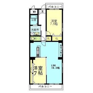 大脇マンション(2LDK/4階)の間取り写真