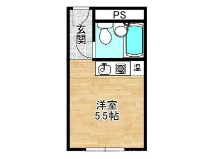 ハートイン宿院(ワンルーム/2階)の間取り写真