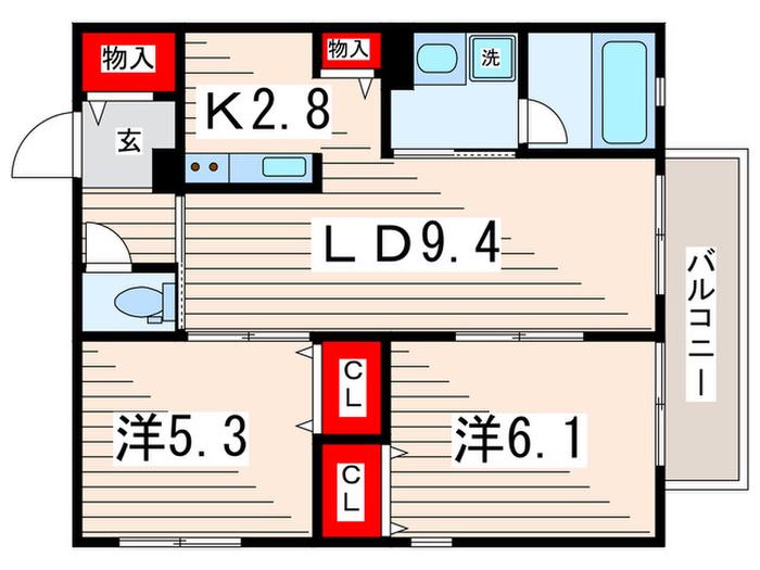 イレブン(2LDK/2階)の間取り写真