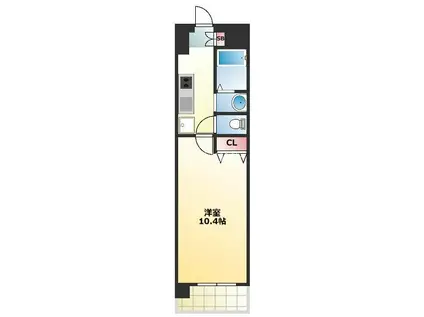 オリエンス夕陽丘(1K/3階)の間取り写真