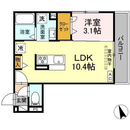 SUN HILLS三組(1LDK/1階)の間取り写真