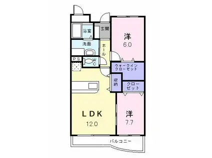 フィオーレ鏡川(2LDK/5階)の間取り写真