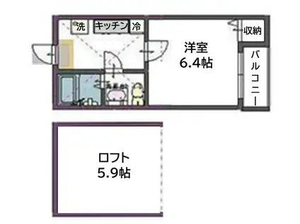 グラビティハイツIN台原(1K/1階)の間取り写真