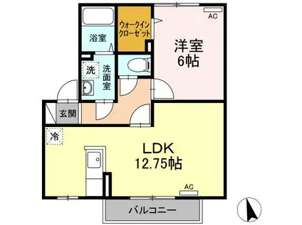 アーボリュウム深大寺(1LDK/2階)の間取り写真