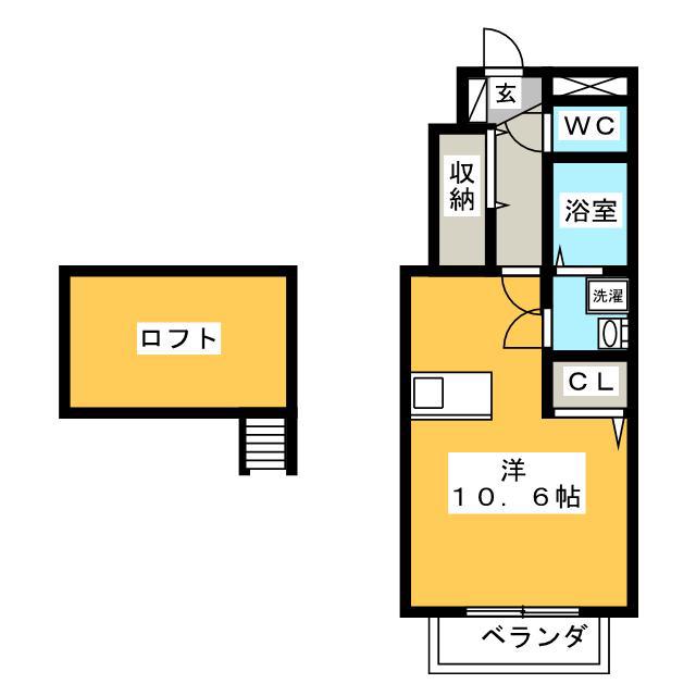 メランツァーノ(ワンルーム/1階)の間取り写真