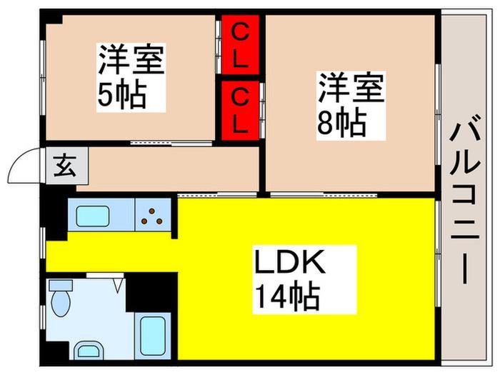 行徳マンション(2LDK/3階)の間取り写真
