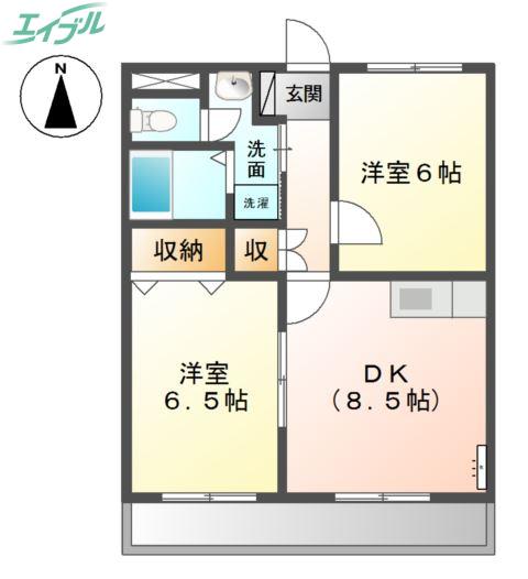 ライツェントプラッツ(2DK/1階)の間取り写真