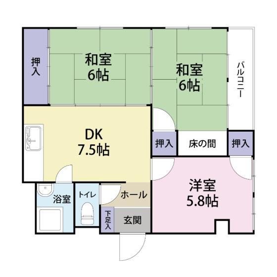 伊藤ハイム(3DK/1階)の間取り写真