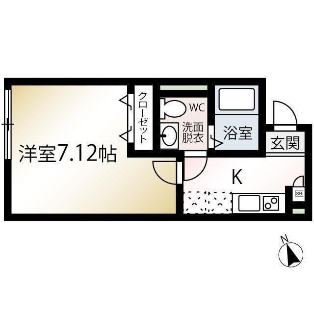 MQUARTO一之江(1K/1階)の間取り写真