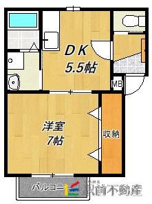 フロンテージII(1DK/2階)の間取り写真