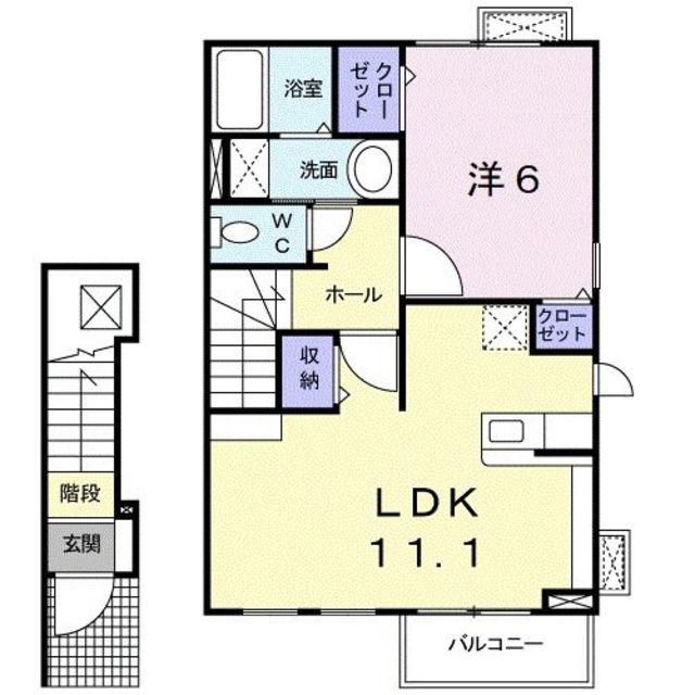 アバカス榎原(1LDK/2階)の間取り写真