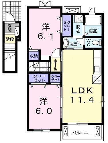 ラゴーア・アネシスV(2LDK/2階)の間取り写真