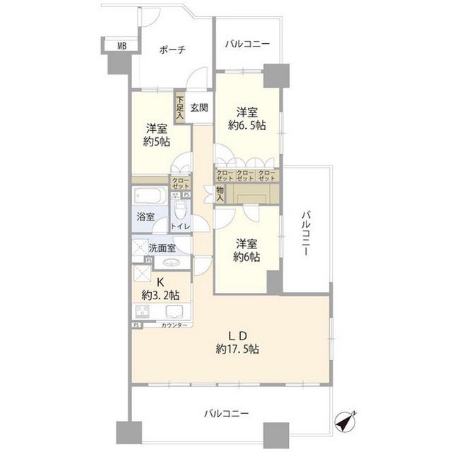 ヨコハマオールパークス第四街区(3LDK/10階)の間取り写真