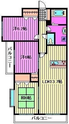 日神パレステージ大宮パルティール(3LDK/6階)の間取り写真