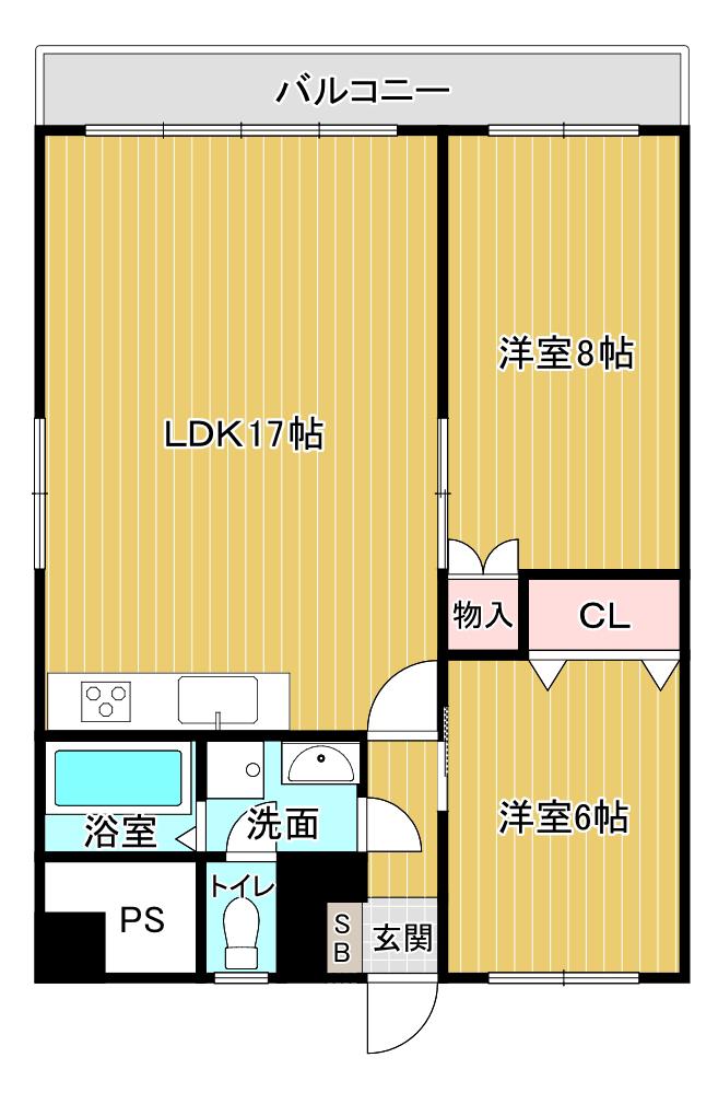 エクセレントハウス大興(2LDK/2階)の間取り写真