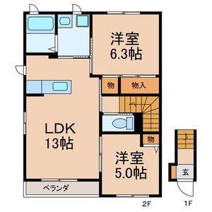 ウィステリア(2LDK/2階)の間取り写真