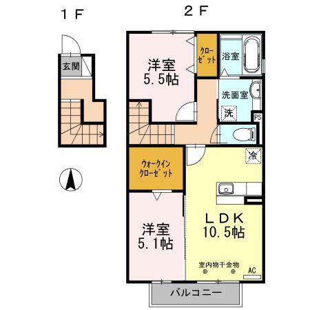 FRESCO A(2LDK/2階)の間取り写真