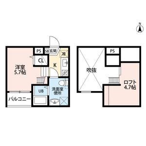 CASEA(1K/2階)の間取り写真