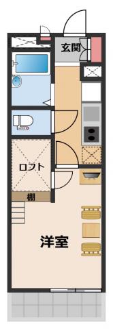 レオパレスTN弐番館(1K/2階)の間取り写真