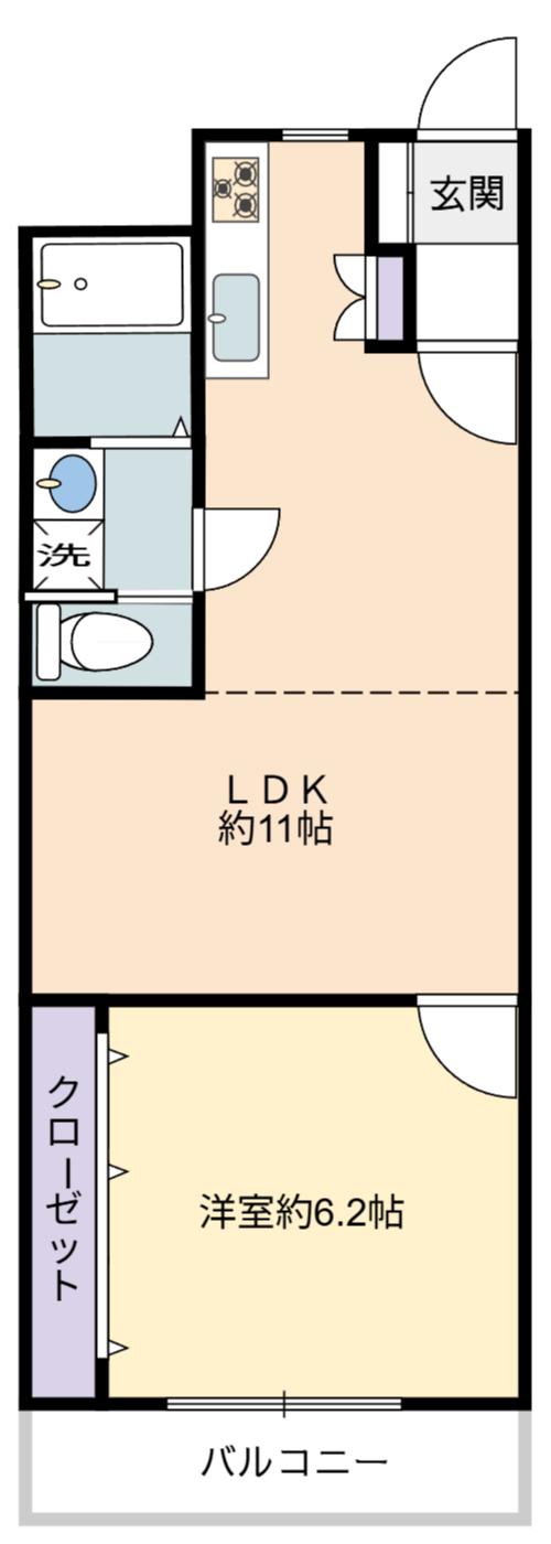 日商ニューハイツ(1LDK/2階)の間取り写真