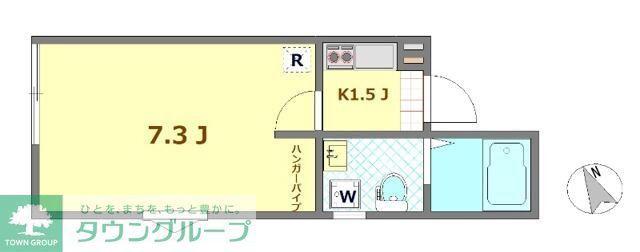 エスフラット国立(1K/2階)の間取り写真