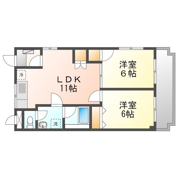 フェニックス(2LDK/2階)の間取り写真