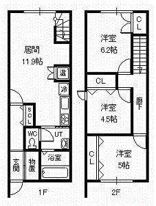 アセンブル(3LDK/1階)の間取り写真