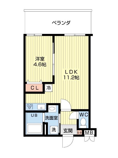 SGB浜町(1LDK/9階)の間取り写真