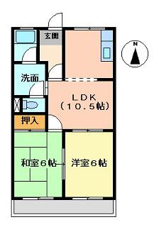アーバンコーポ(2LDK/1階)の間取り写真