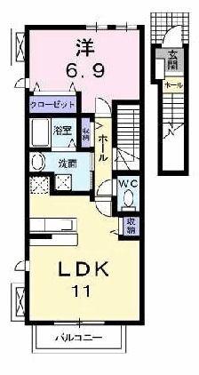 ソレイユ(1LDK/2階)の間取り写真