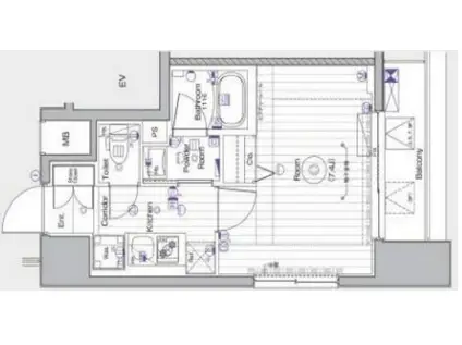メイクスデザイン両国サウス(1K/2階)の間取り写真