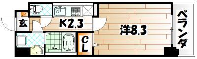 エヴァーグリーンQ(1K/3階)の間取り写真