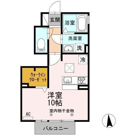ロイヤルパークス島(ワンルーム/1階)の間取り写真