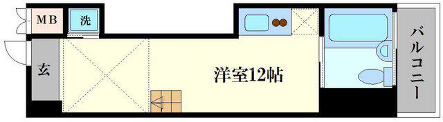 U RESIDENCE 弁天町 (ワンルーム/5階)の間取り写真
