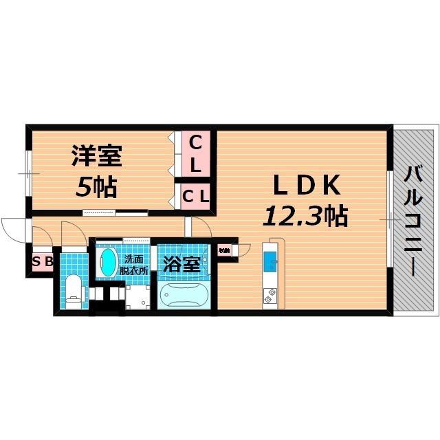 ESTAGEO関目高殿(1LDK/1階)の間取り写真
