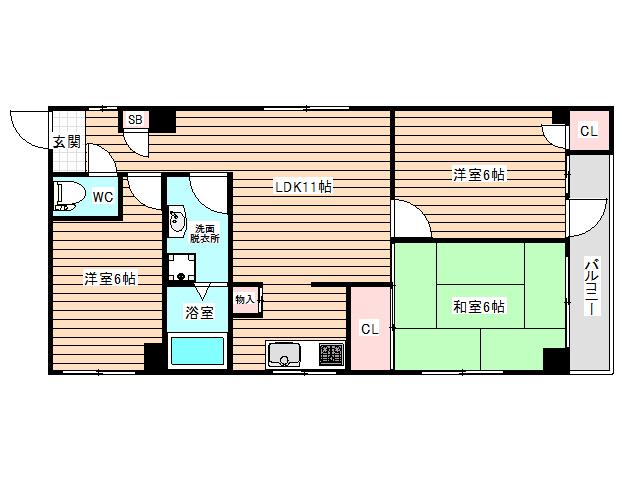 ルミエール福島(3LDK/5階)の間取り写真