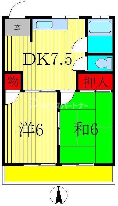コーポ戸部(2DK/2階)の間取り写真