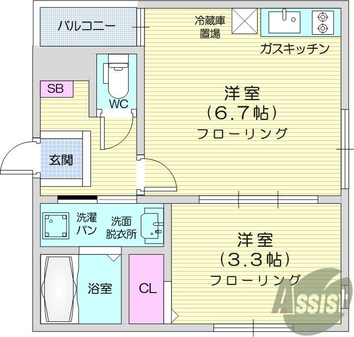 ハーモニーテラス高松5(1DK/1階)の間取り写真