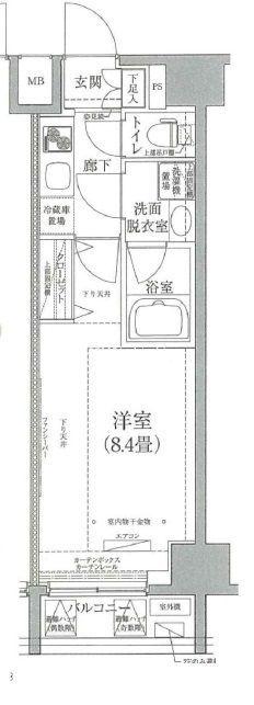 ルフレプレミアム神楽坂(1K/8階)の間取り写真