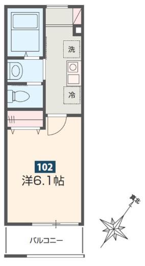 MELDIA春日部(1K/1階)の間取り写真