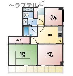ヒルサイドテラス(3DK/1階)の間取り写真