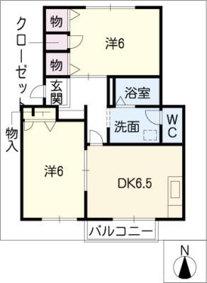エミネンス B棟(2DK/2階)の間取り写真