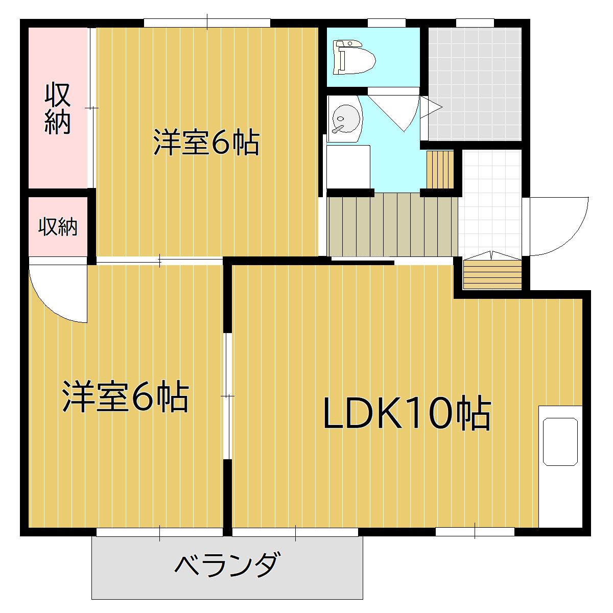 ニューファミール山崎 A(2LDK/2階)の間取り写真