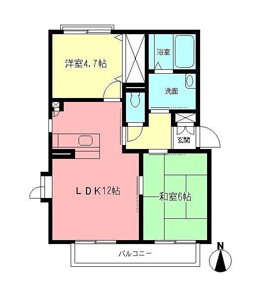 グランシード西湘(2LDK/2階)の間取り写真