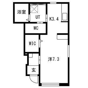 LIEN鶴岡B(ワンルーム/1階)の間取り写真