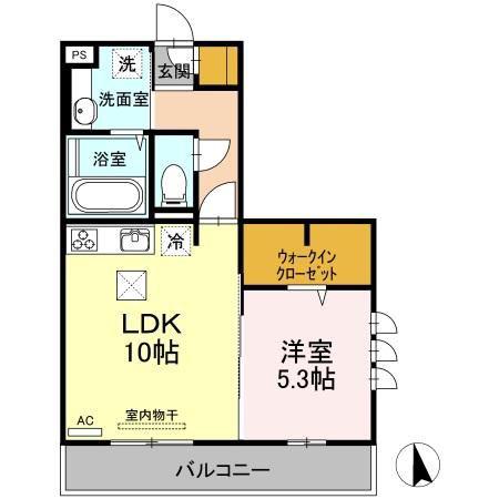 ロード88 ミヨシ(1LDK/1階)の間取り写真