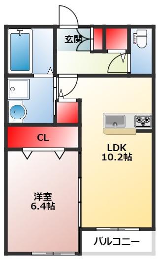 オーガスタ(1LDK/2階)の間取り写真